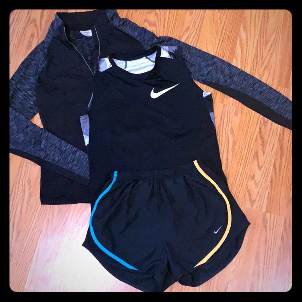 Nike pull over, shirt, shorts